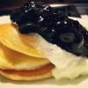 Blueberry and cream pancakes