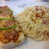 Bigg's carbonara with pizza bread