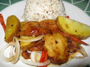 Vege-steak with potato & onions